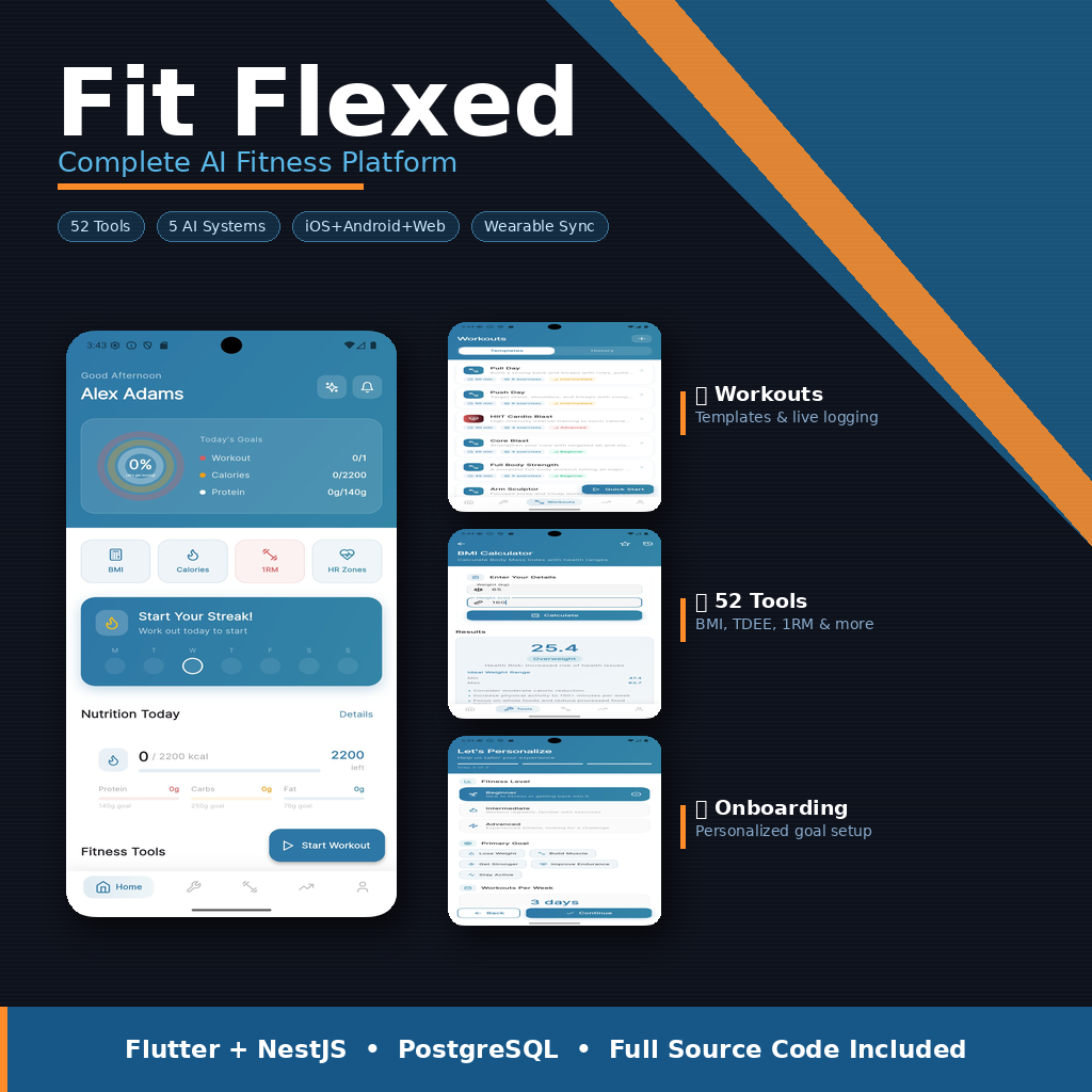 Fit Flexed - Complete AI Fitness Platform | Flutter + NestJS Full-Stack ...